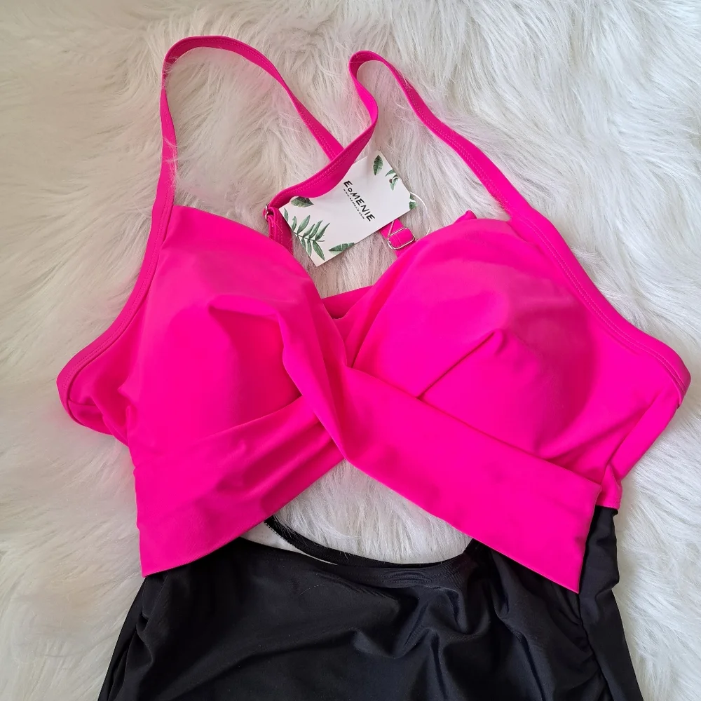 LOWEST. Eomenie Hot Pink and Black Swimsuit - Picture 2 of 13